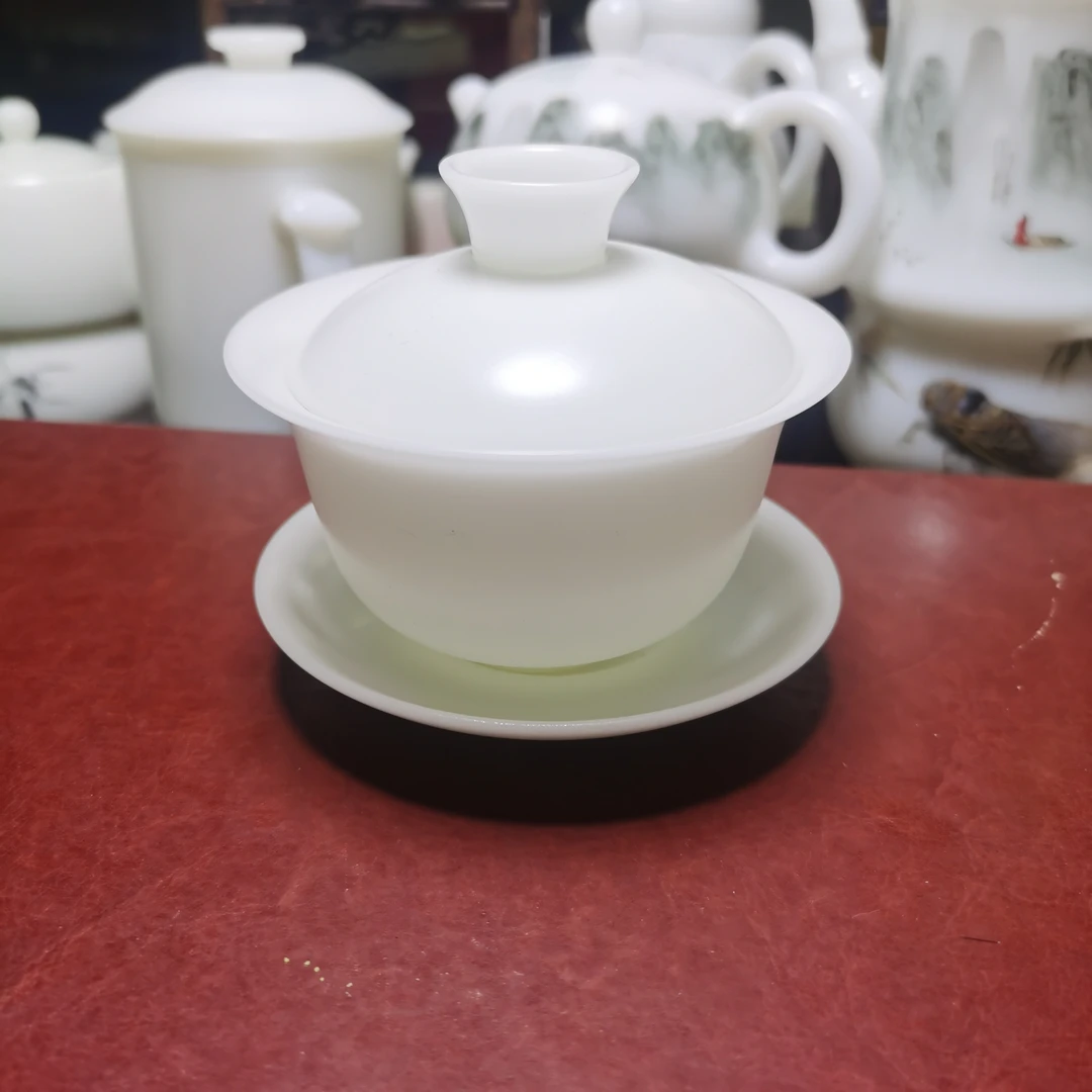 冰种玉瓷.元宝150CC三才盖碗