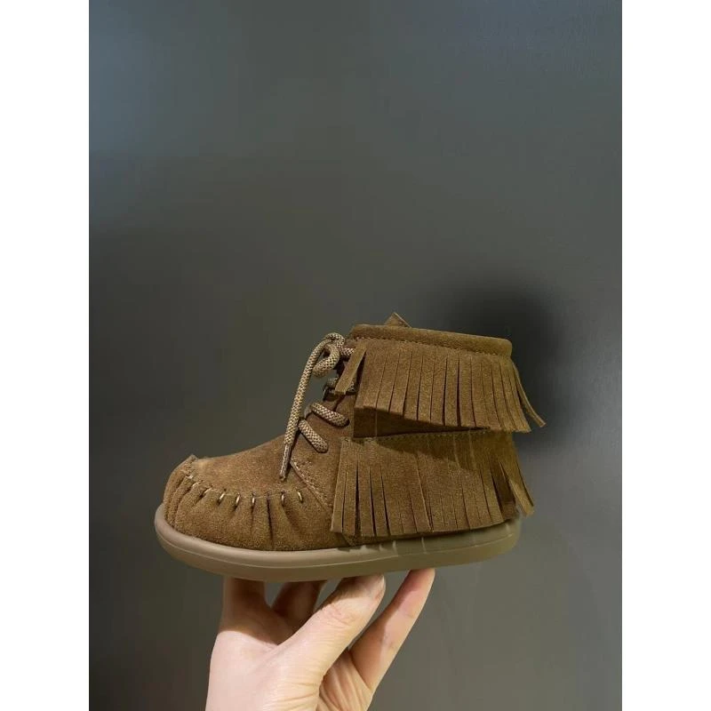 双层流苏小短靴2024新款秋季儿童公主鞋洋气软底女童鞋CAMI3-003