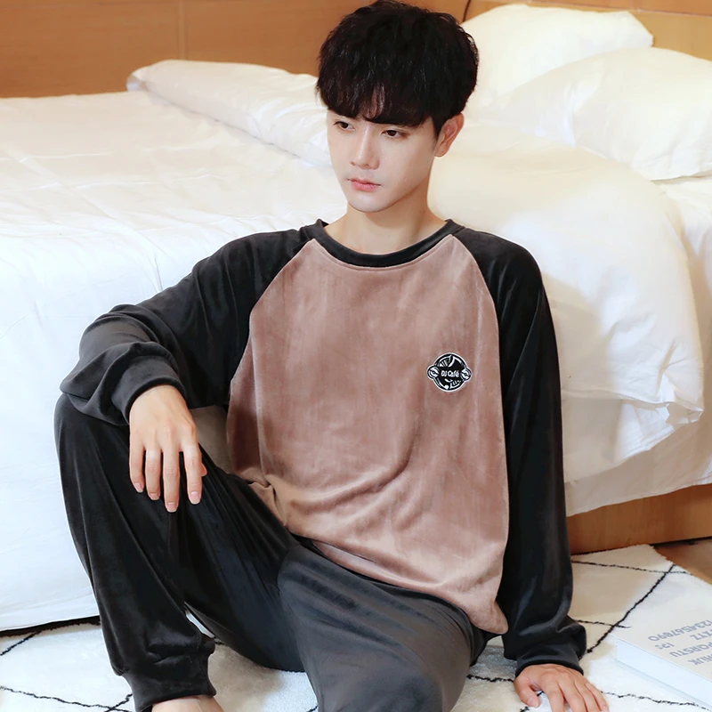 【小扬哥严选】男士睡衣秋冬保暖海岛绒珊瑚绒薄绒套头法兰绒家居