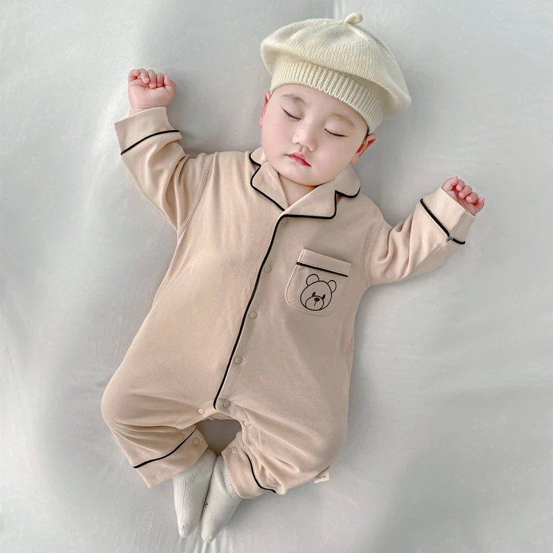早秋新款洋气婴儿纯棉衣服新生儿无骨男女宝宝连体衣春秋爬服长袖