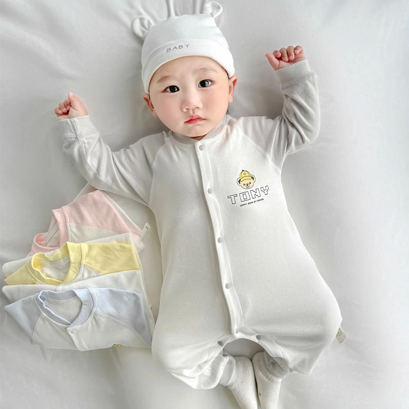 班纳之家新生儿春秋纯棉婴儿开扣连体衣宝宝衣服婴幼儿连身衣爬服