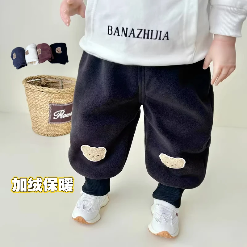 儿童裤子秋冬加绒一体绒宝宝大屁屁裤休闲裤男女童运动休闲卫裤
