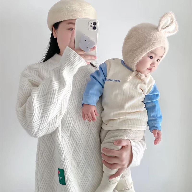 宝宝加绒婴幼儿无骨双面绒一体绒圆领打底衫T恤童装儿童上衣秋冬