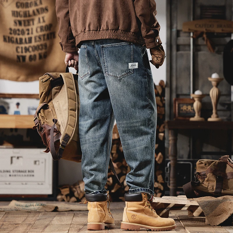 美式复古秋季牛仔裤男宽松直筒2024新款休闲长裤潮牌裤子NZ290