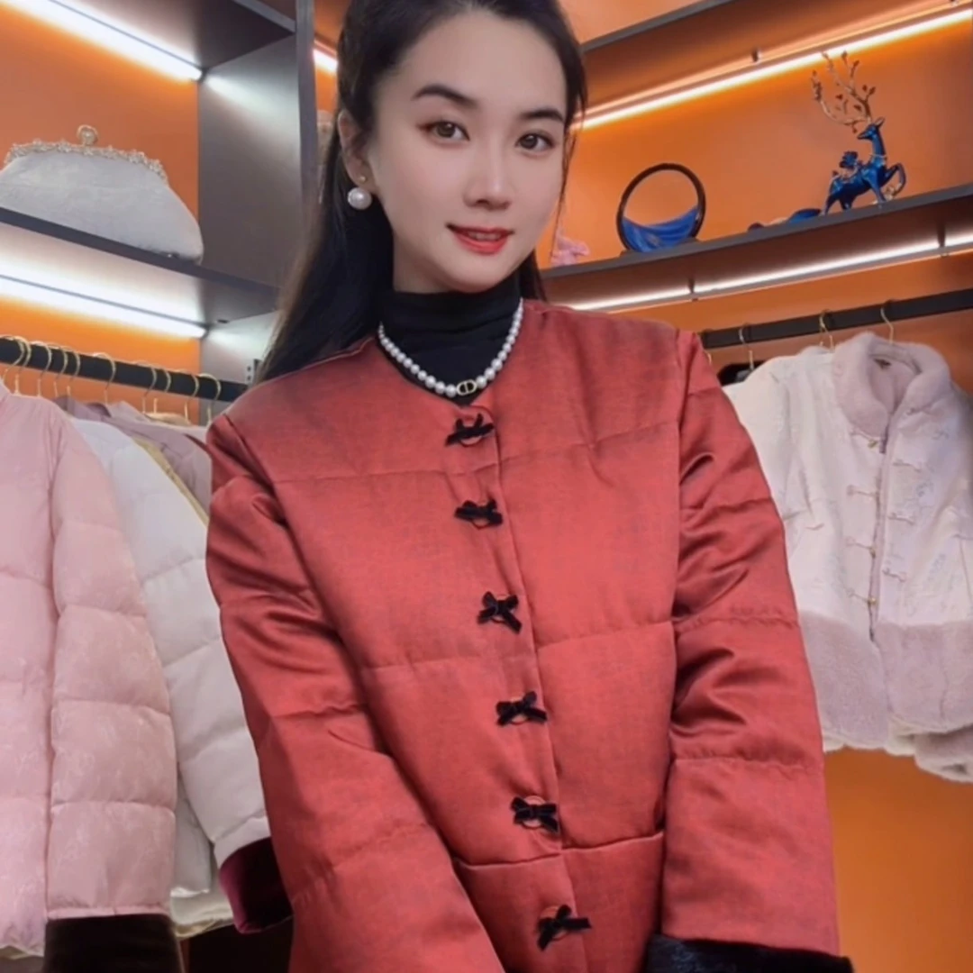 2024冬季爆款新中式国风复古改良唐装棉服上衣短款圆领保暖