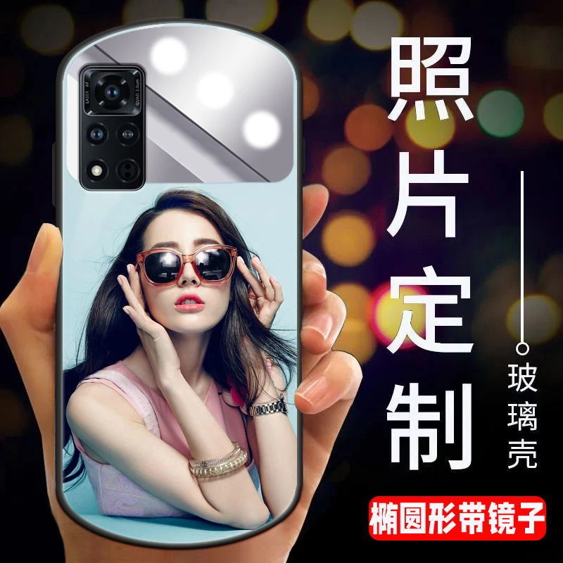 华为荣耀30s/50手机壳定制50pro椭圆50se镜面玻璃壳x20se照片制作