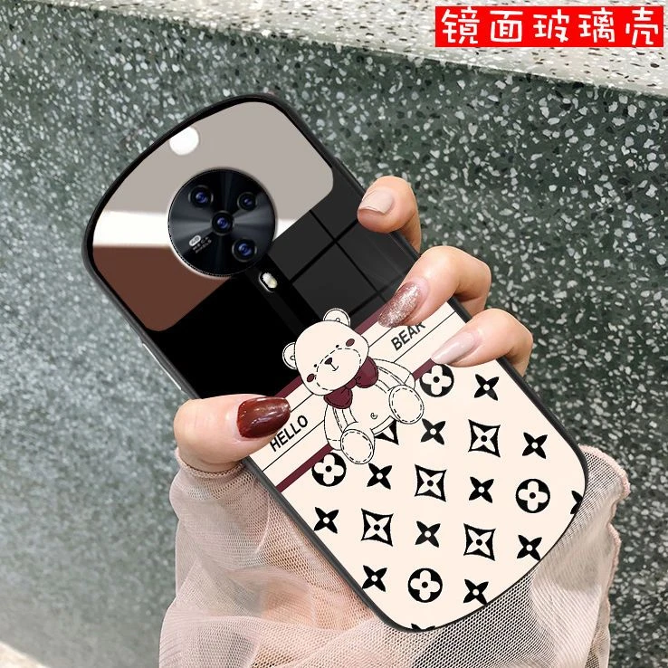 奢华熊vivoS6手机壳补妆镜子s6椭圆形s5镜面玻璃z5x/z6保护套女款