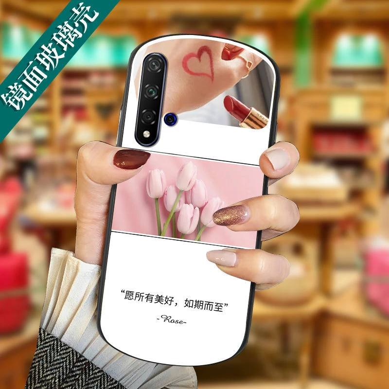 荣耀20s手机壳镜面新款Honor20pro椭圆形v20玻璃壳30s简约V40女款