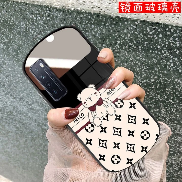 奢华熊华为nova7手机壳镜面nova7pro椭圆形nova7se活力版防摔玻璃