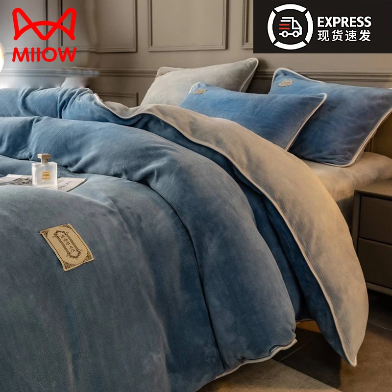 猫人牛奶绒被套单件150x200x230珊瑚绒被罩1.5米单人冬季加厚新款