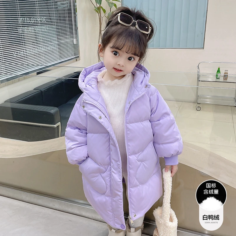 女童加厚羽绒服冬季2024新款儿童女孩白鸭绒冬装女宝宝中长款外套