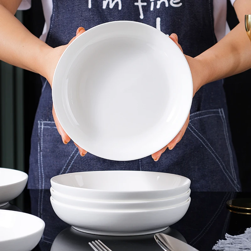 纯白菜盘6.25英寸窝盘深口盘子陶瓷家用汤盘深盘创意餐具蒸鸡蛋