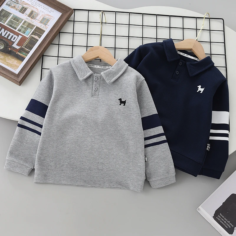 【加绒/不加绒】男童polo领卫衣春秋款2025年新款中大童长袖翻领