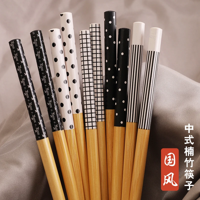 高档楠竹筷子家用一人一筷网红无漆不发霉食品级防滑家庭装筷子