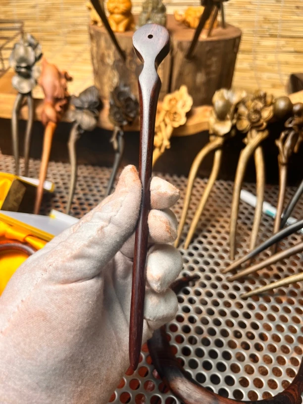 纯手工 发簪 赞比亚血檀 总长 18.5cm