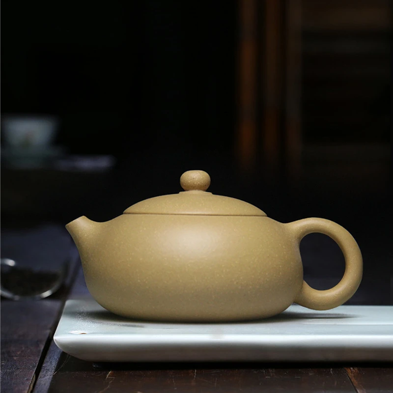 宜兴全手工原矿黄色段泥扁西施壶紫砂壶茶壶礼品批发