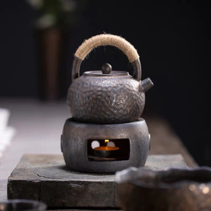 复古鎏金茶壶日式提梁壶带温茶器茶炉茶壶组合家用泡茶壶烧水壶