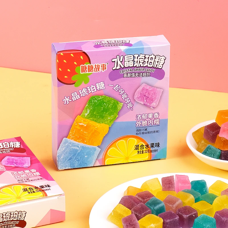 【11.9到手5盒】网红水晶琥珀糖少女心糖果高颜值宝石糖糖咀嚼切片
