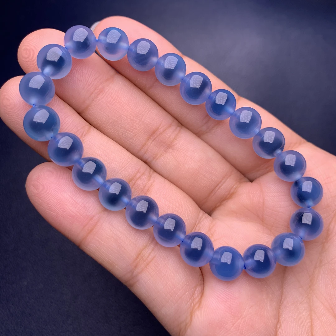 天然糖心玛瑙圆珠手链女款彩糖心手串橙蓝糖心单圈多样性发一条