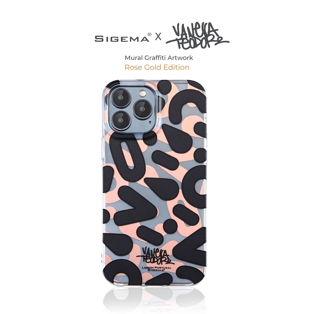 SIGEMA玫瑰金字母适用菲林苹果iPhone13proMax防摔透明保护壳