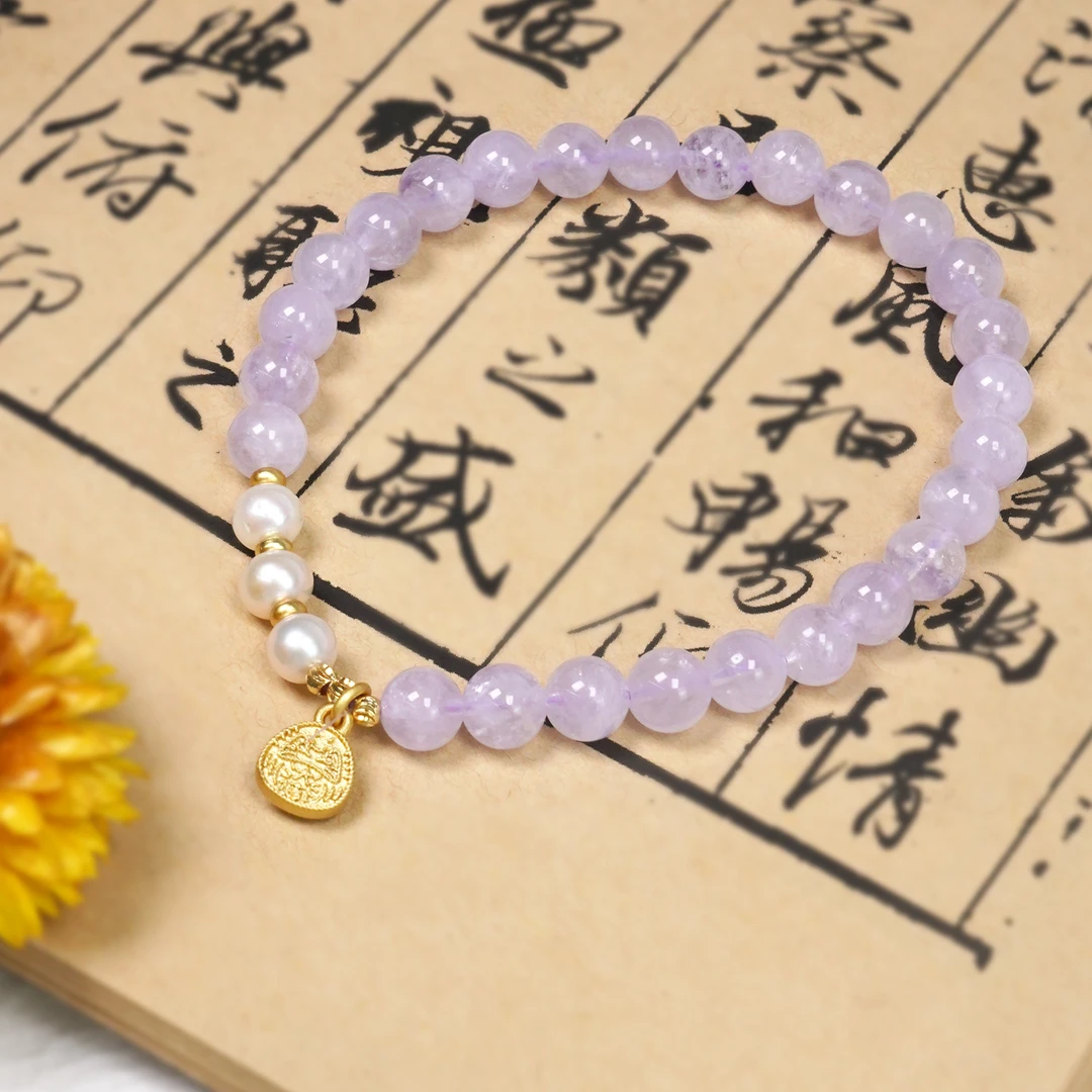 天然紫水晶单圈手链女轻奢小众精致紫色水晶手串QF-A132