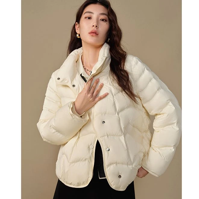 独束微胖大码女装气质时尚高级感冬季白色轻薄羽绒服24DS84081