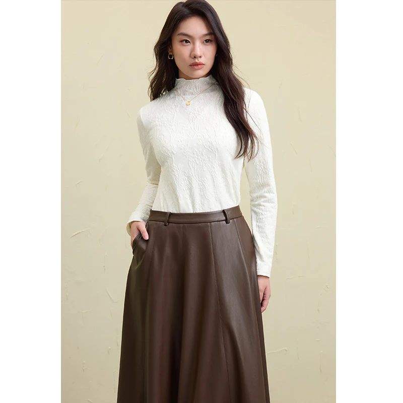 独束大码女装半高领内搭针织打底衫冬装毛衣长袖上衣女24DS84652