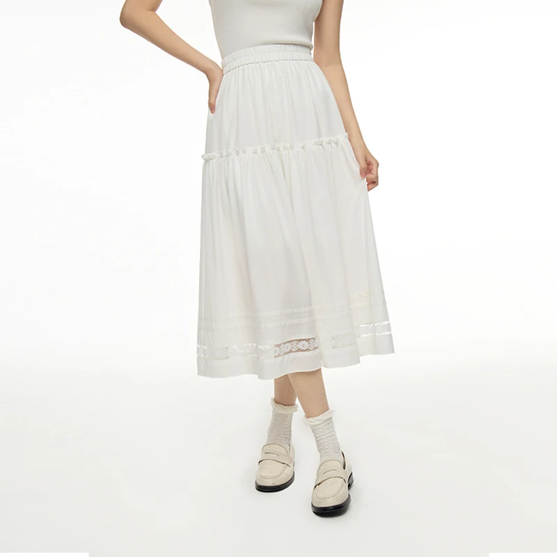 独束微胖M大码女装气质感通勤时尚设计感镂空花边半身裙24DS83346