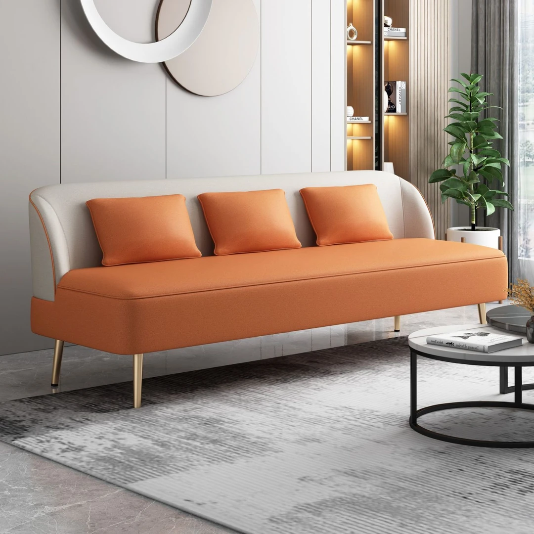 北欧沙发小户型轻奢简约无扶手科技布出租房公寓理发店双人三人位