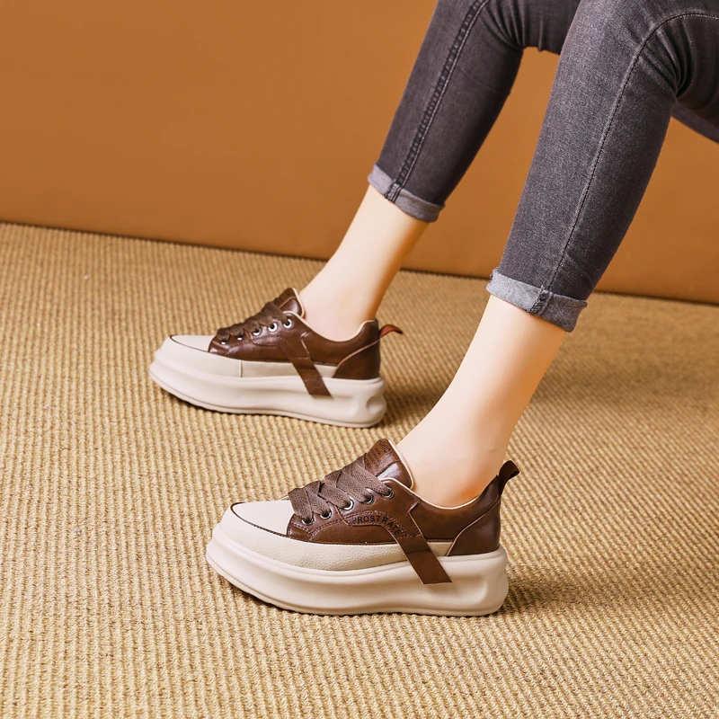 2024秋季新款时尚百搭休闲鞋松糕厚底圆头软底系带女鞋子#Q30317