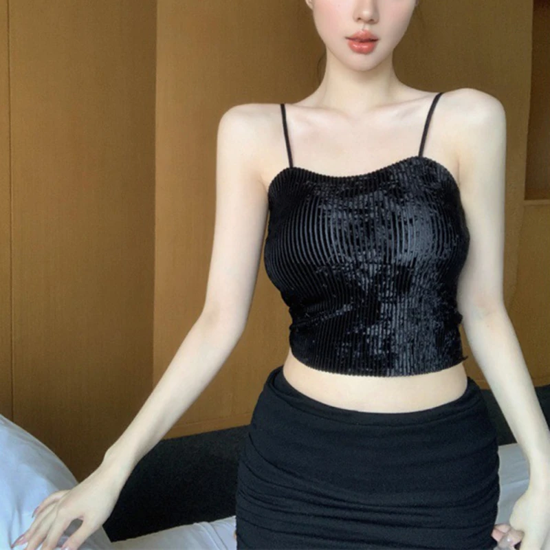 FL-2101金丝绒吊带款瑜伽背心女一体式固定胸垫健身背心