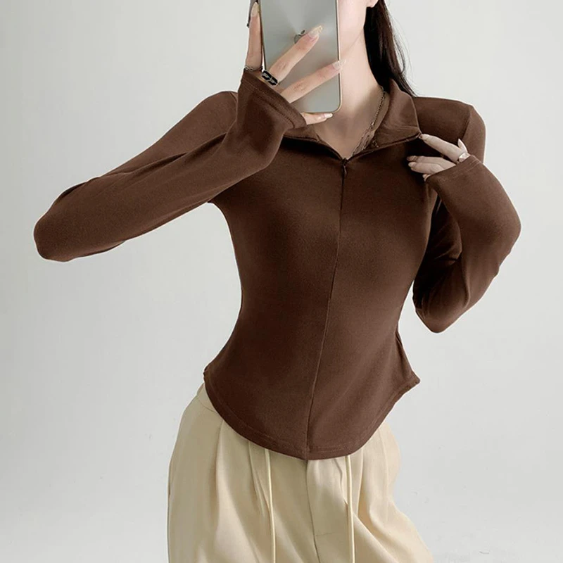 FL-2072春半拉链速干立领修身健身衣女跑步长袖运动服上衣