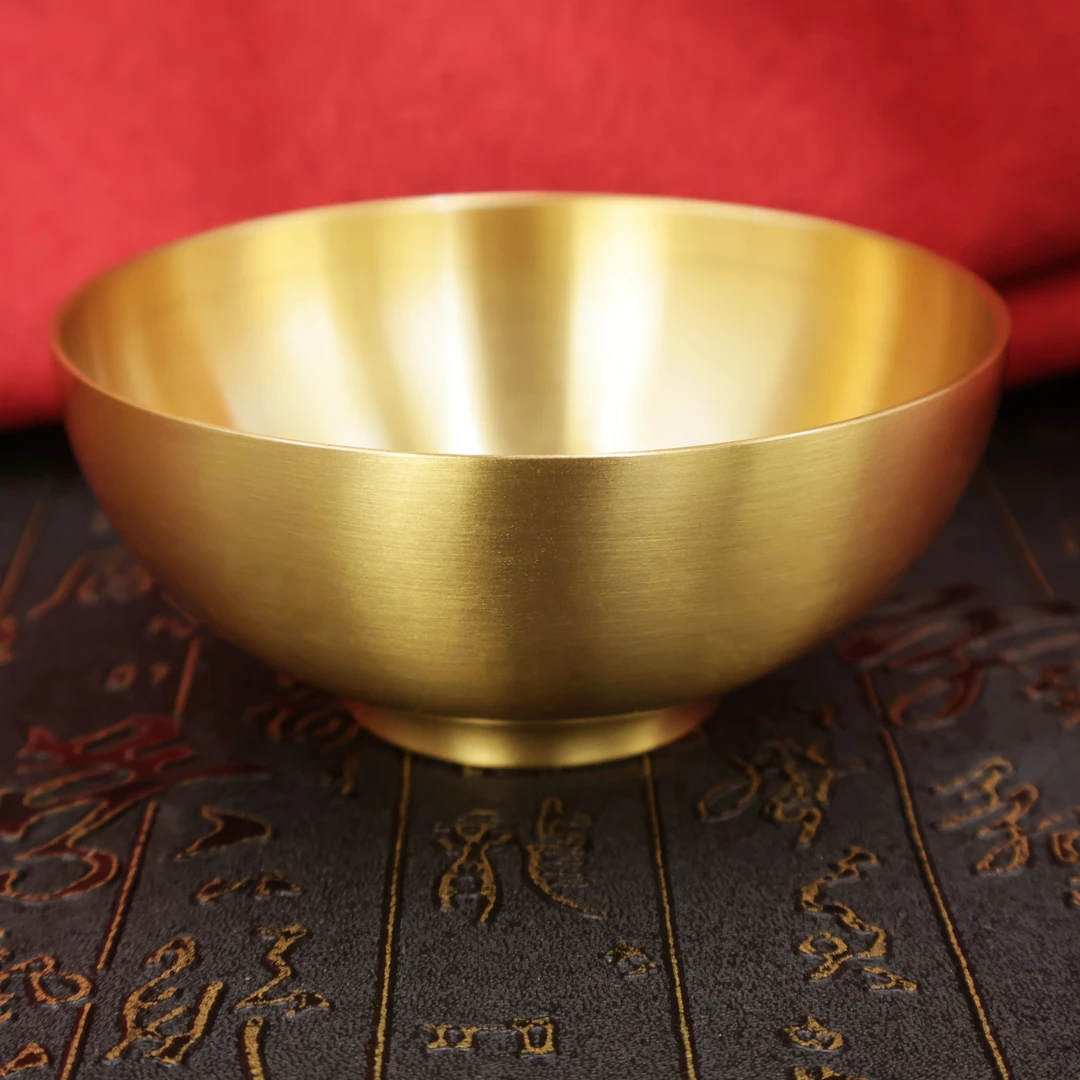 铜府黄铜光面碗摆件供碗财神小饭碗铜碗家居商用装饰品