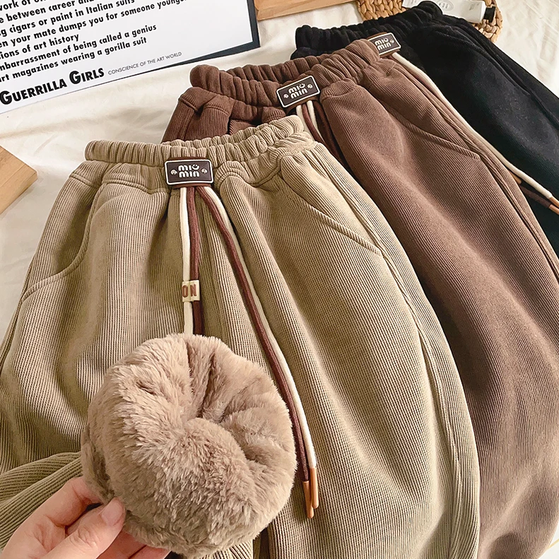 【三层仿兔毛900克加厚】新款爆款棉裤仿兔毛外穿长男女童棉裤