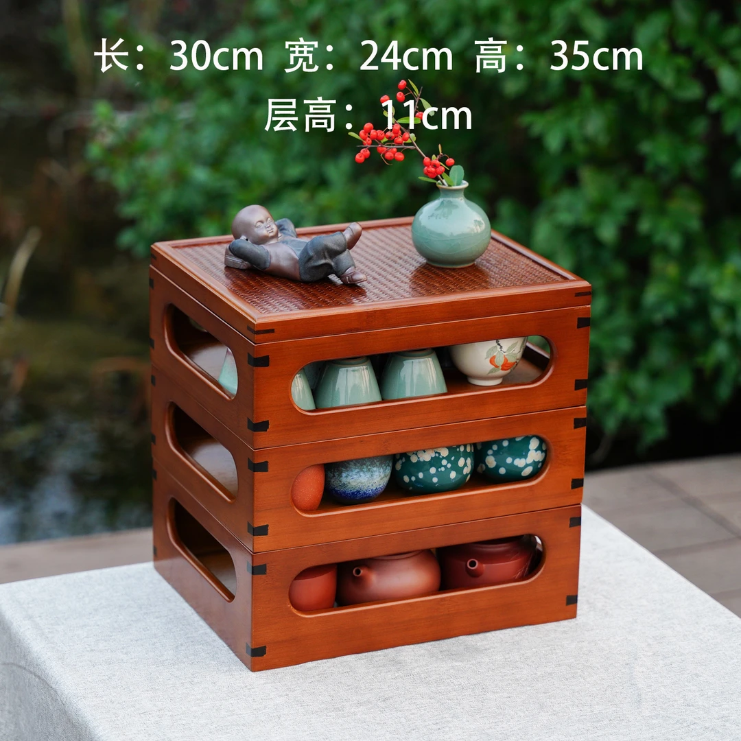 【乾隆】百宝盒楠竹非遗手工竹编茶箱简约茶壶茶具摆放收纳盒茶道
