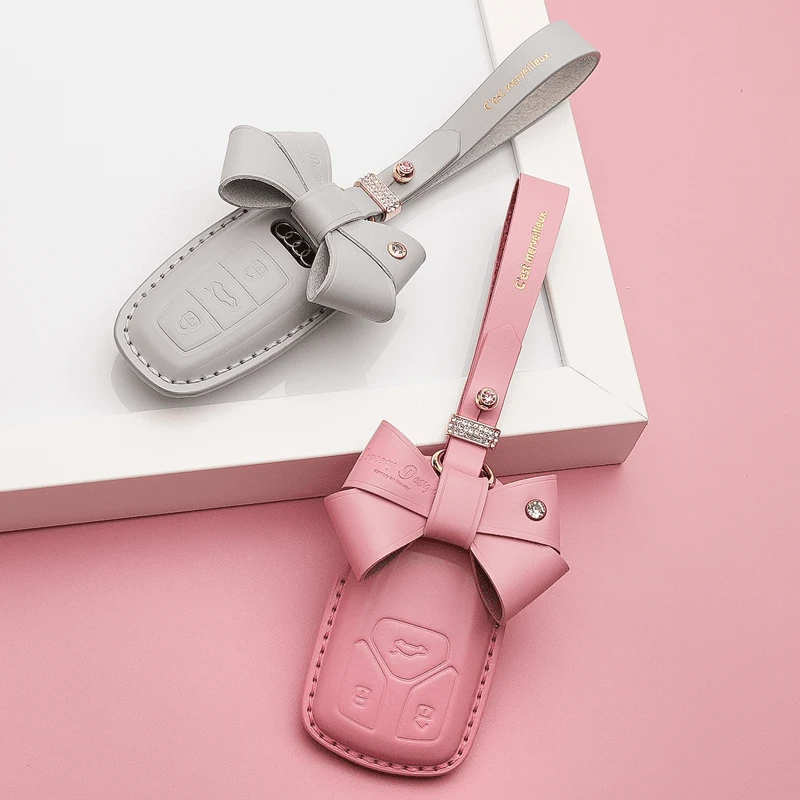 奥迪A4L时尚车钥匙套A3A4lA5A6A7A8钥匙包Q2/Q3/Q5/Q7折叠真皮壳