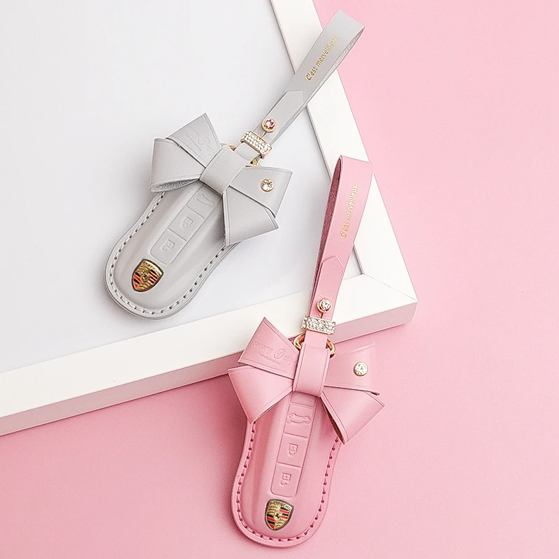 保时捷钥匙套帕拉梅拉Panamera壳新卡宴Cayenne扣Macan718女真皮