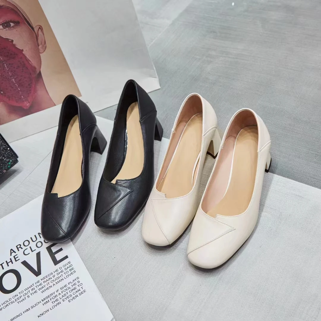 古早人时尚百搭头层牛皮女单鞋