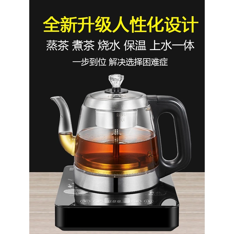 小型手把上水煮茶壶黑茶壶煮茶器家用全自动蒸汽喷淋式玻璃养生壶