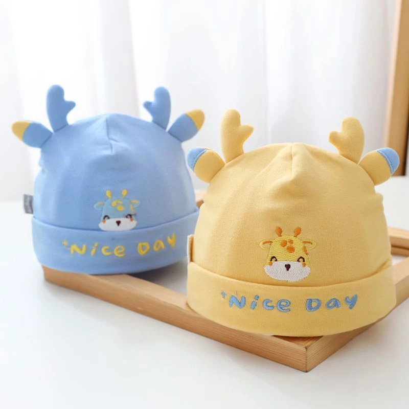 婴儿帽子春秋款胎帽0-3-6个月可爱超萌宝宝帽子男新生儿胎帽洋气
