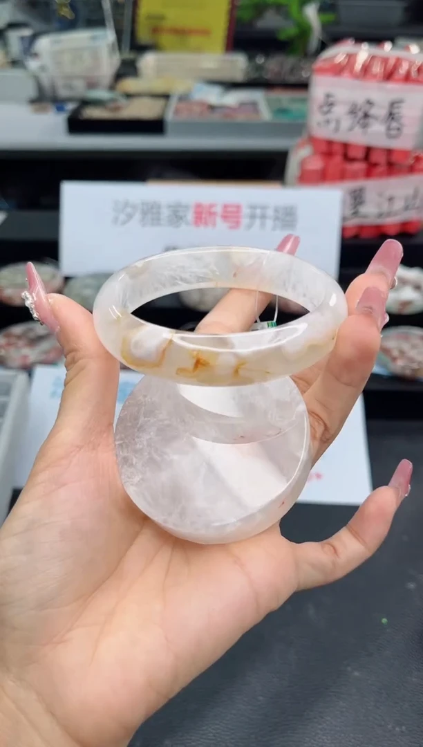 【闪购商品】石英质玉手镯未镶嵌62圈非金属布艺汐雅家樱花3443400
