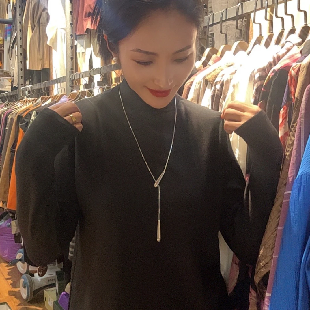 韩尤简同款百搭修身打底半高领打底衣