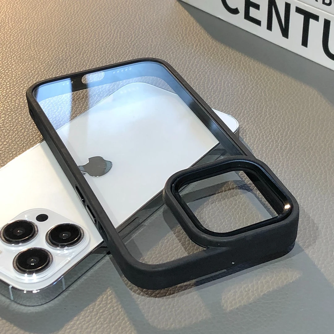 防摔金属镜头苹果14手机壳iPhone13promax透明12大孔pro磨砂边11