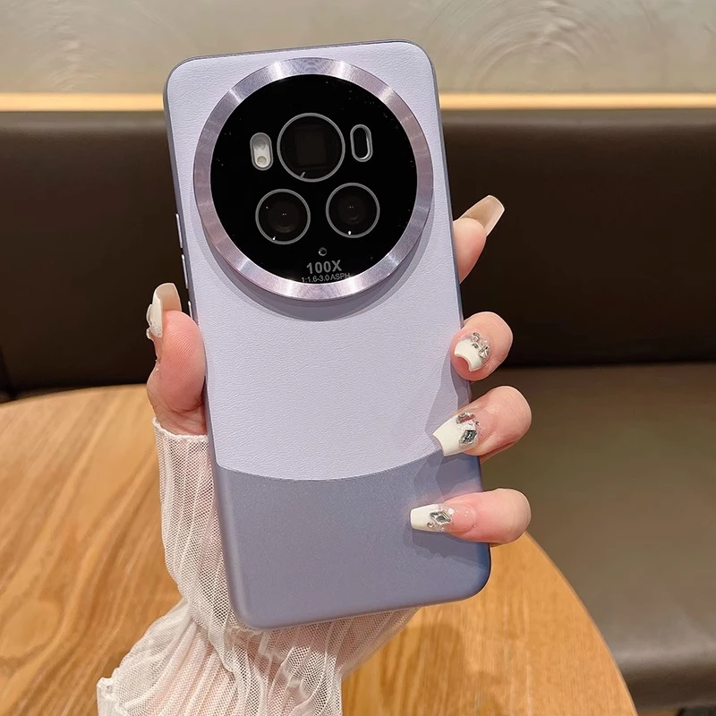 适用荣耀magic6手机壳新款6pro艺术素皮保护套全包镜头防摔高级感