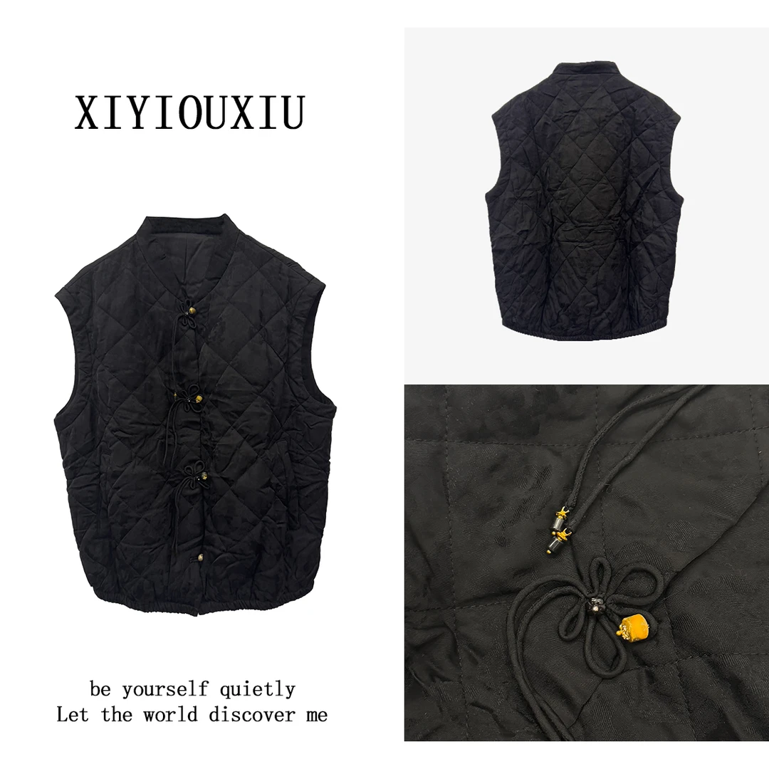 辰曦同款【富士山】创意款新中式提花丝棉减龄马甲