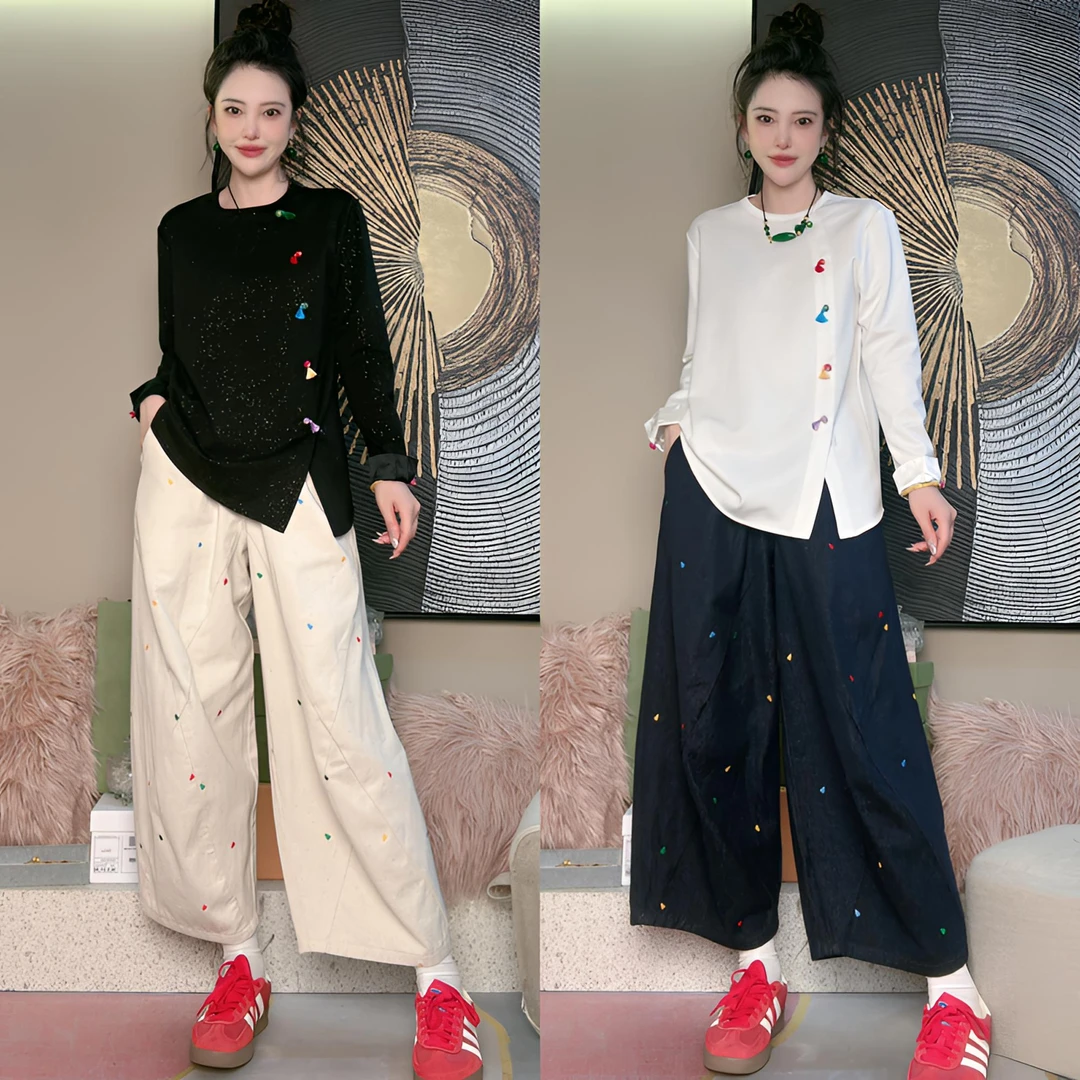 辰曦同款【楚楚可人】  早秋款新中式多巴胺糖果流苏扣设计上衣