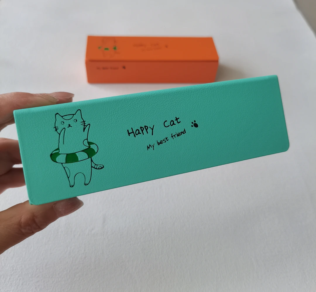 手工眼镜盒可爱猫咪时尚礼物盒铁盒便携眼镜盒儿童卡通长方男女孩