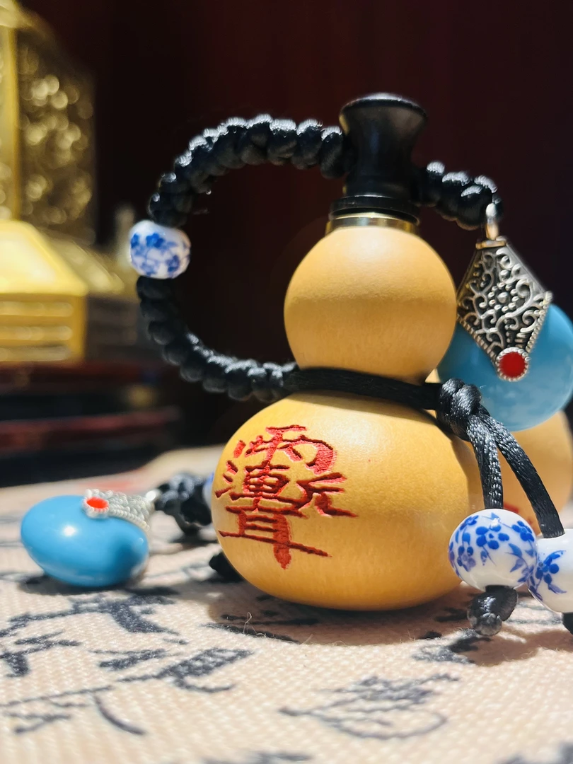 福利款木制小葫芦精美雕刻出品古风创意手工高档复古陶瓷玄关密封
