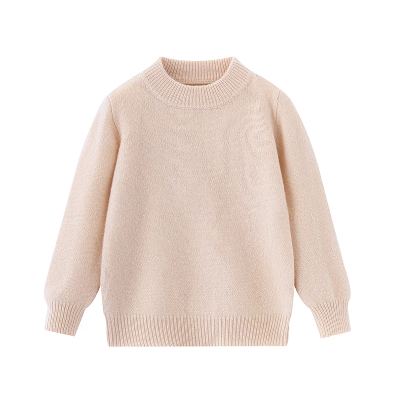 澳洲羊毛男女童纯色七针加厚重工上衣羊毛衫毛衣长袖保暖