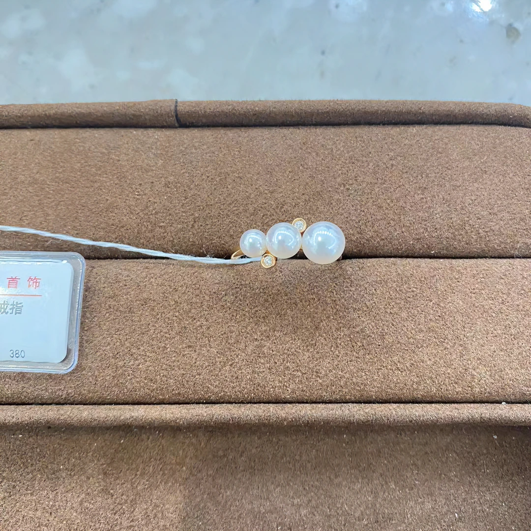 18K金海水珍珠戒指 小绵绵